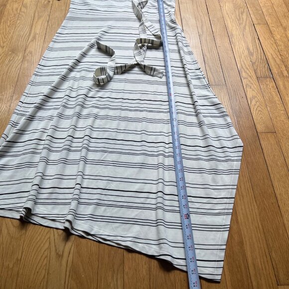 Club Monaco Size M Black White Egret Striped Square Neck Asymmetrical Midi Dress - Picture 13 of 16